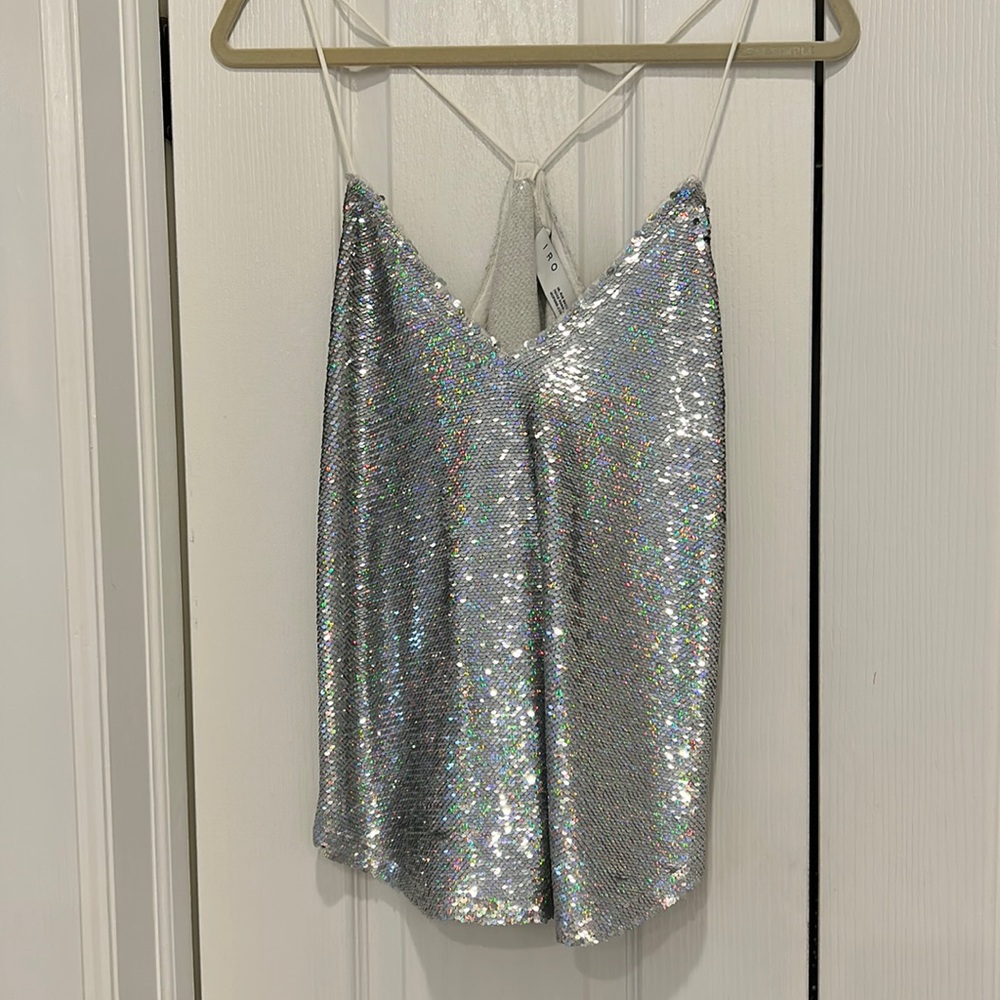 Iro silver sequins tank size 34. (Small)